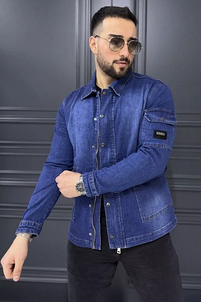 MİSHAR İTALİA Мъжко дънково яке с цип и детайли