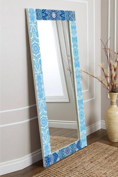Hediyeler Kapında Çini Motif Görünümlü Dekoratif Boy Aynası 150x60cm