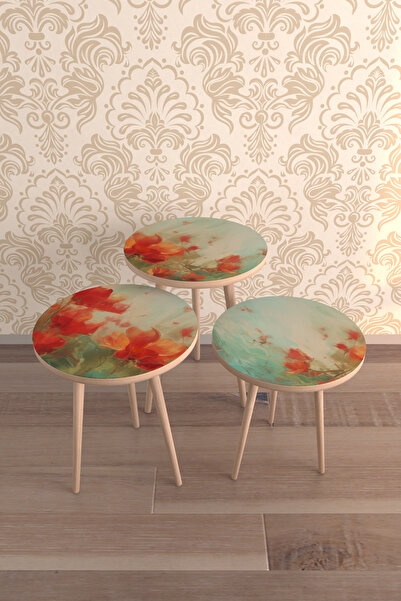 Hediyeler Kapında Poppy 3'lü Desenlİ Zigon sehpa