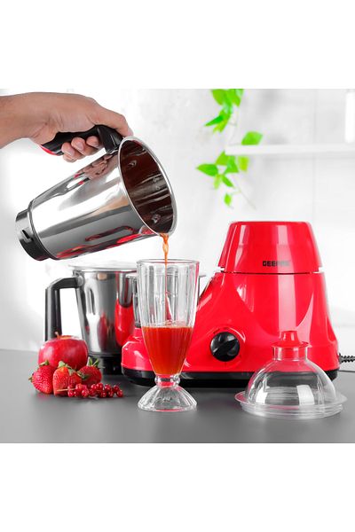 Geepas 3in1 Mixer Grinder, Finest Quality Stainless Steel Jar Set,Unbreakable Polycarbonate Jar Caps 750W