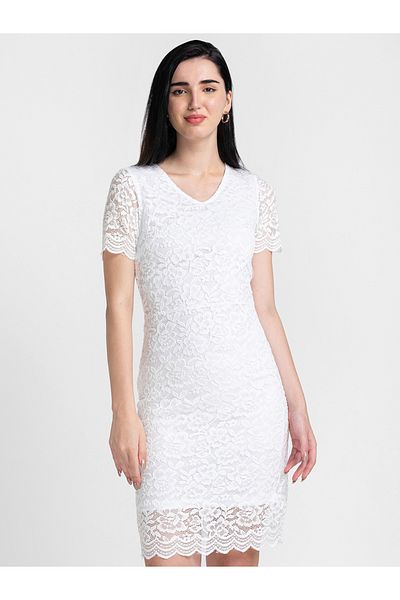 Globus By Styli V-Neck Bodycon Lace Mini Dress