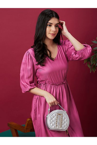 Globus By Styli Puff Sleeve Gathered Detail Mini Dress
