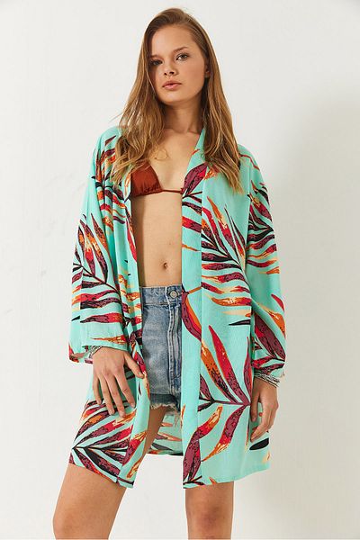Bianco Lucci Women's Patterned Short Kimono 60261450