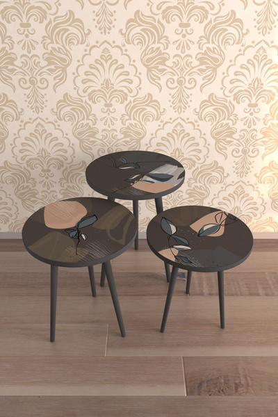 Hediyeler Kapında Marie Design 3'lü Desenlİ Zigon sehpa