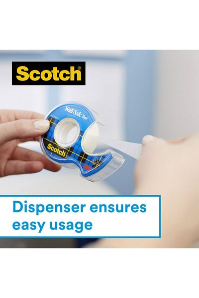 Scotch ® Wall-Safe Tape, 183, 3/4 in x 650 in (19 mm x 16.5 m)