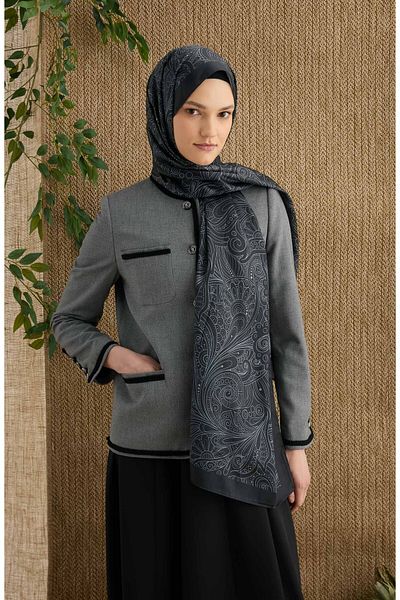 Fatma Atasoy Μεταξωτό σάλι Estelia Black Voile