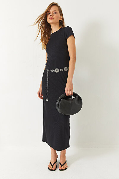 Bianco Lucci Γυναικείο κοντομάνικο φόρεμα με κορδόνι με κορδόνι 60261464