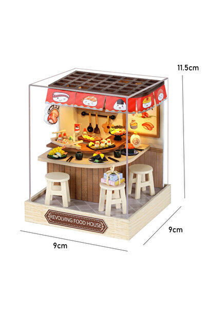 Choice QT-088 مع غطاء بيت دمية خشبي مصغر مع إضاءة LED منزل زهور إبداعي DIY مص...