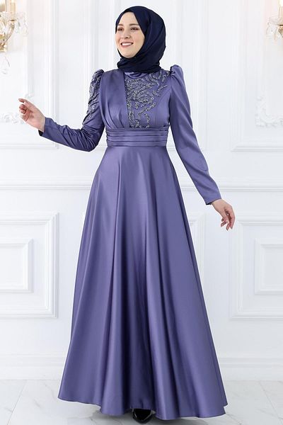 Amine Hüma Βραδινό φόρεμα Rümeysa Satin Indigo