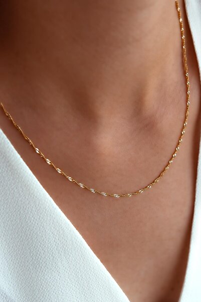 SEMİZ KUYUMCULUK Parlak Sade Klasik Altın Zincir