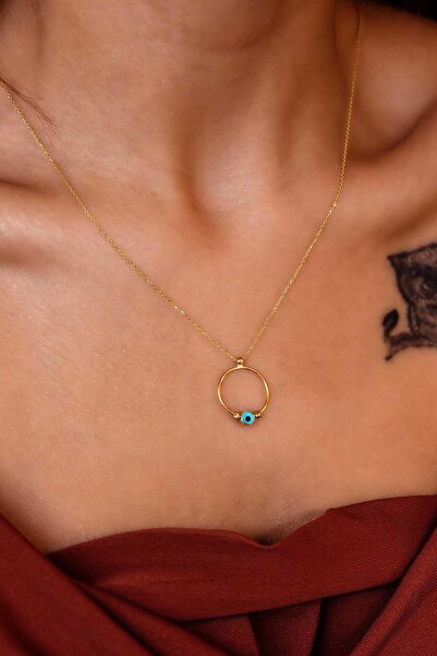 SEMİZ KUYUMCULUK Nazar Halka Altın Kolye