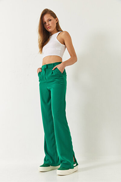 Bianco Lucci Women's Slit Detail Wide Leg Pocket Palazzo Trousers 60261487