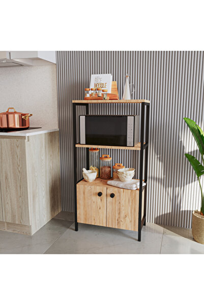 ygdecor Mutfak Standı Kapaklı 4 Raflı Mikrodalga Fırın Rafı Çok Amaçlı Dolap ...