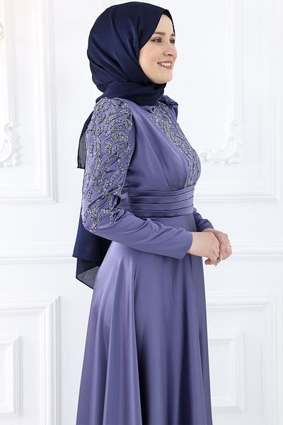 Amine Hüma Βραδινό φόρεμα Rümeysa Satin Indigo