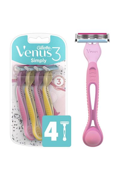 Gillette Venus Venus 3 Women's Razor with 3 Blades Pack of 4 Razor Blades