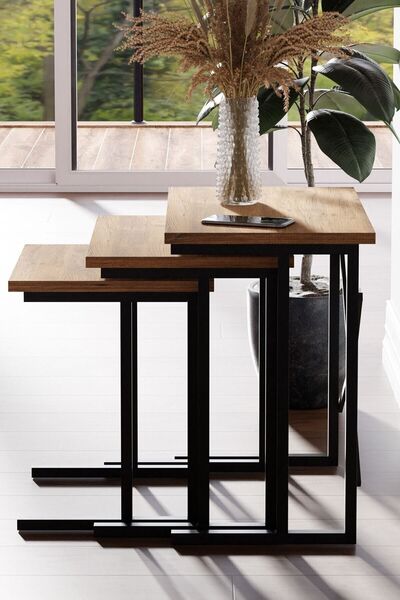 Ceramical Zg2 Nesting Table , Coffee Table Set Of 3 , Home Small Space - Pine