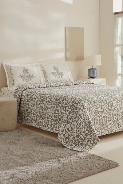 Karaca Home Gray Tiara Bed Compendium Set (Two Person)