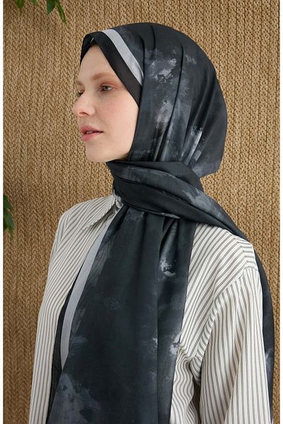 Fatma Atasoy Σάλι με μαύρο σχέδιο Tie Dye