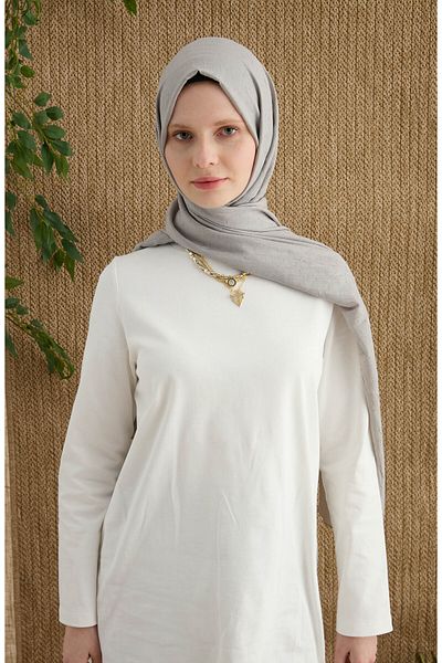Fatma Atasoy Bamboo Gray Crash Shawl