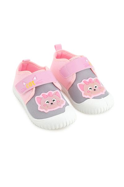 GEZER Summer Girl's Linen Cat Patterned Velcro Adjustable Shoes