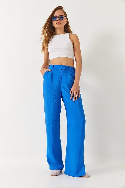 Bianco Lucci Women's Slit Detail Wide Leg Pocket Palazzo Trousers 60261487
