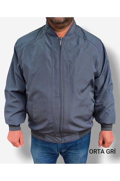 Ünal Giyim Dominant Collar, Sleeve and Waist Part Elasticized Large Size Seasonal Father's Coat