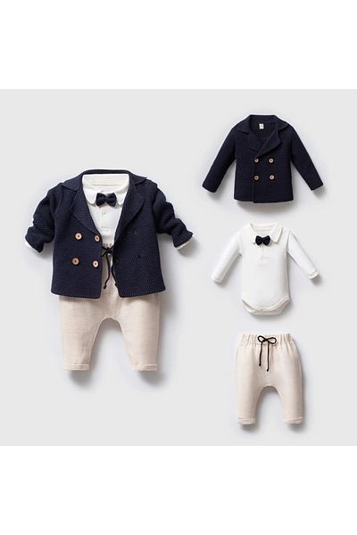 limebabies Nipperland Baby Boy Special Design Holiday Knitwear Suit 100% Cotton