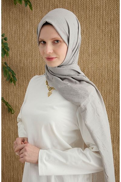 Fatma Atasoy Bamboo Gray Crash Shawl