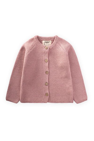 Cigit Pink Powder Knitwear Cardigan for Ages 1-5
