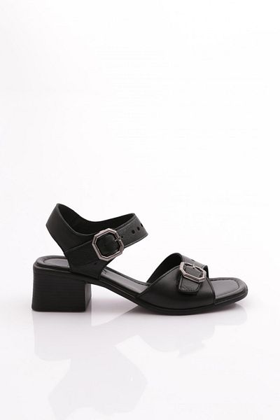 DGN 1910 Model Genuine Leather Black Women's Sandals