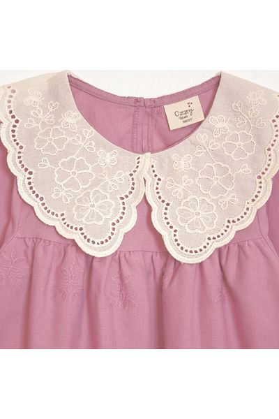 OZZY KİDS Girl's Collared Scalloped Dress