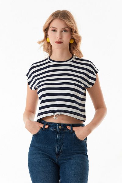 Fulla Moda Modal Sleeveless T-Shirt with Striped Stopper