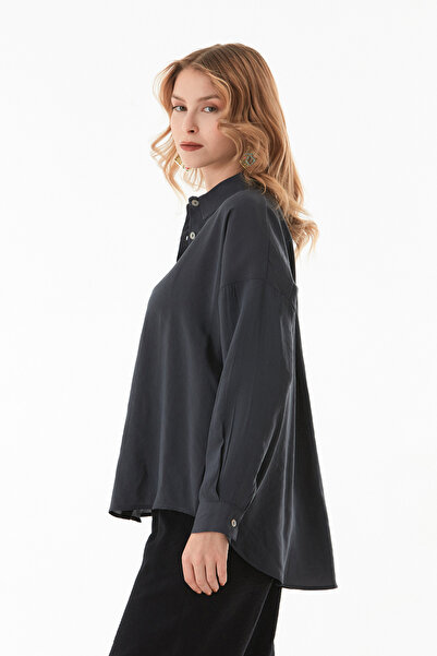 Fulla Moda Basic Oversize Arkası Uzun Düğmeli Gömlek