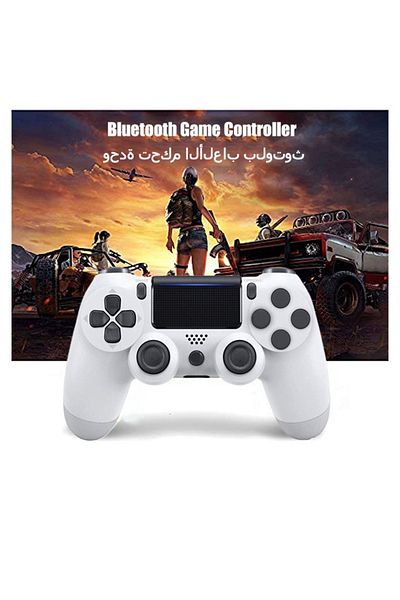 FlashHawk Bluetooth Wireless Game Controller for PS4/PC/iOS/Android with Dual Vibration,Headphone Jack - White
