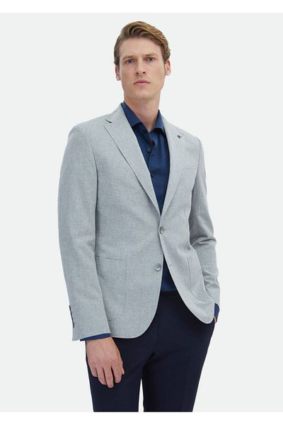 Ramsey Γκρι ίσιο μπουφάν Zeroweight Slim Fit από βαμβακερό μείγμα