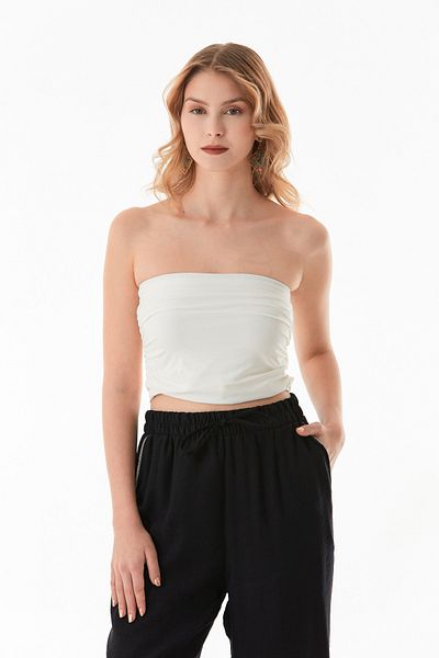 Fulla Moda Basic Strapless Bustier with Draped Sides