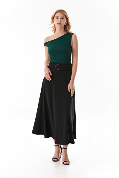 Fulla Moda Βασική μπλούζα με μονό μανίκι με ντραπέ στα πλαϊνά