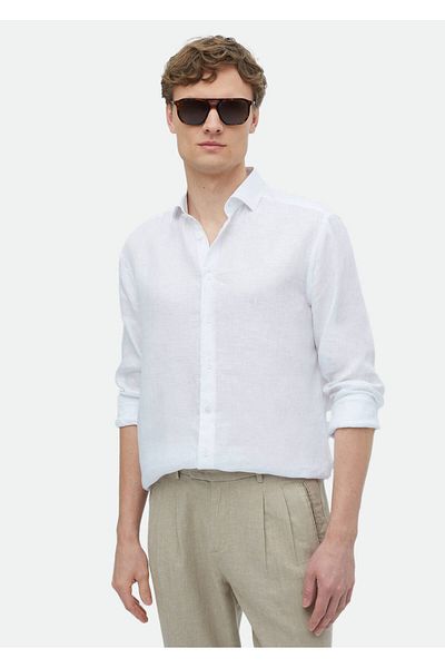 Ramsey Cămașă albă, uni, cu croiala obișnuită, țesută casual 100% in_copy(1)