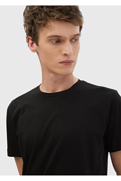 Ramsey Μαύρο μπλουζάκι με λαιμόκοψη 100% βαμβάκι