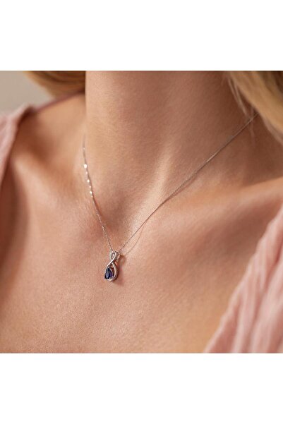 SEMİZ KUYUMCULUK Pırlanta Safir Sonsuzluk Kolye