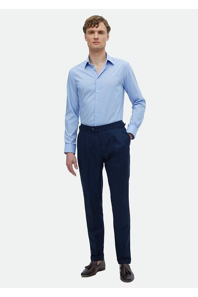 Ramsey Cămașă clasică țesătă albastră slim fit