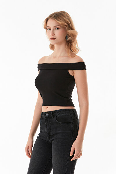 Fulla Moda Basic Madonna Collar Modal Μπλούζα