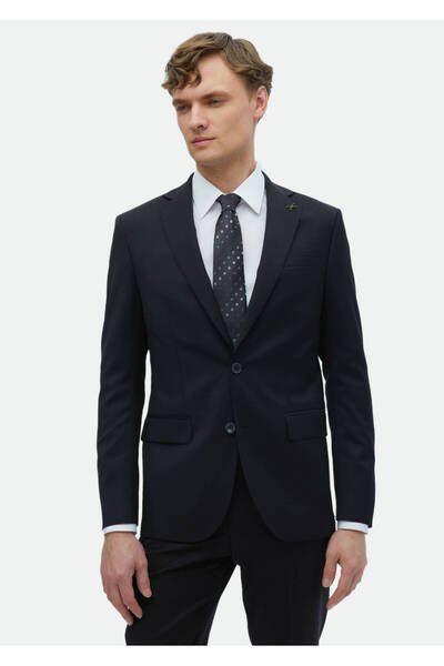 Ramsey Siyah Düz Modern Fit %100 Yün Takım Elbise