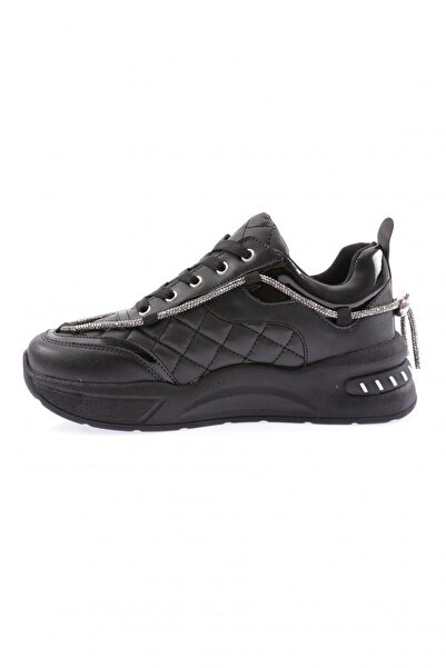 DGN B2 Kadin Silver Taş İp Detayli Bağcikli Sneakers Ayakkabı