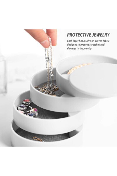 COOYA Rotating Makeup Organizer Box, Jewelry Storage Box 4 Layers for Rings, Earrings, Necklace,etc