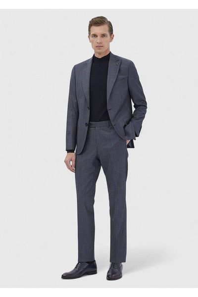 Ramsey Navy Blue Striped Zeroweight Slim Fit Wool Blended Suit