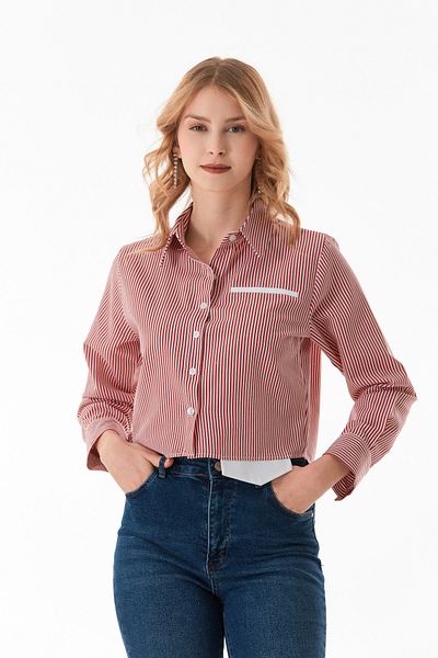 Fulla Moda Striped Long Sleeve Crop Shirt