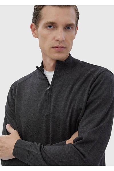 Ramsey Πλεκτό με ανθρακί μισό ζιβάγκο από μαλλί με ανάμειξη