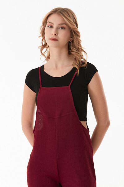 Fulla Moda Crepe Fabric Rope Strap Jumpsuit