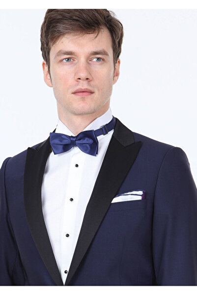 Ramsey Saks Düz Fashion Slim Fit Kruvaze Yaka Dokuma Smokin Takım Elbise